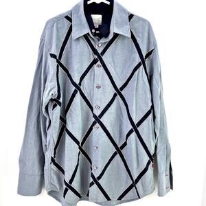 Coogi Australia Button Down Embroidered Diamond HipHop Long Sleeve Shirt